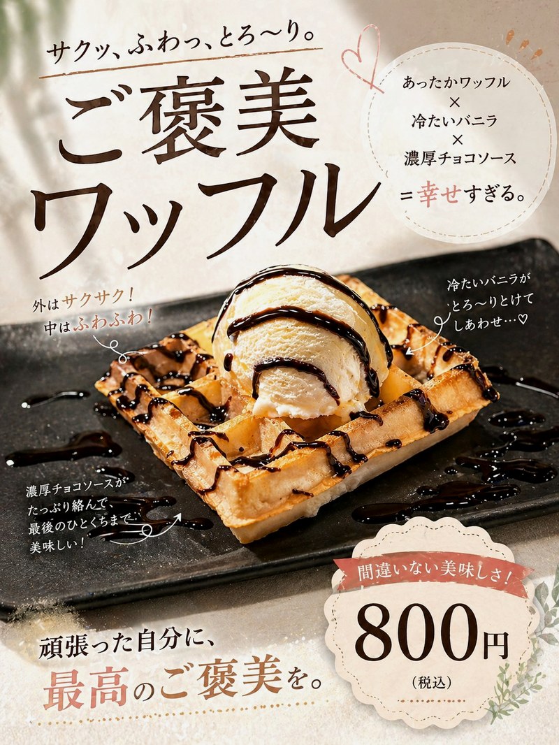 焼きたてベルギーワッフル